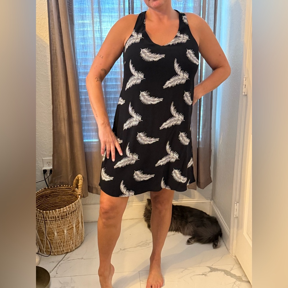LOFT Black and White Feather Dress